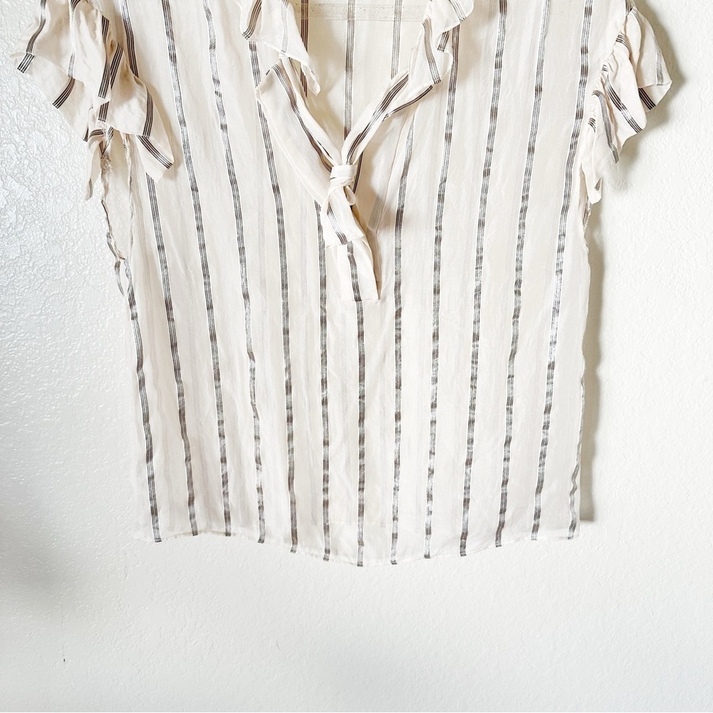 SANDRO Striped Mock Neck Blouse size small - Picture 9 of 11